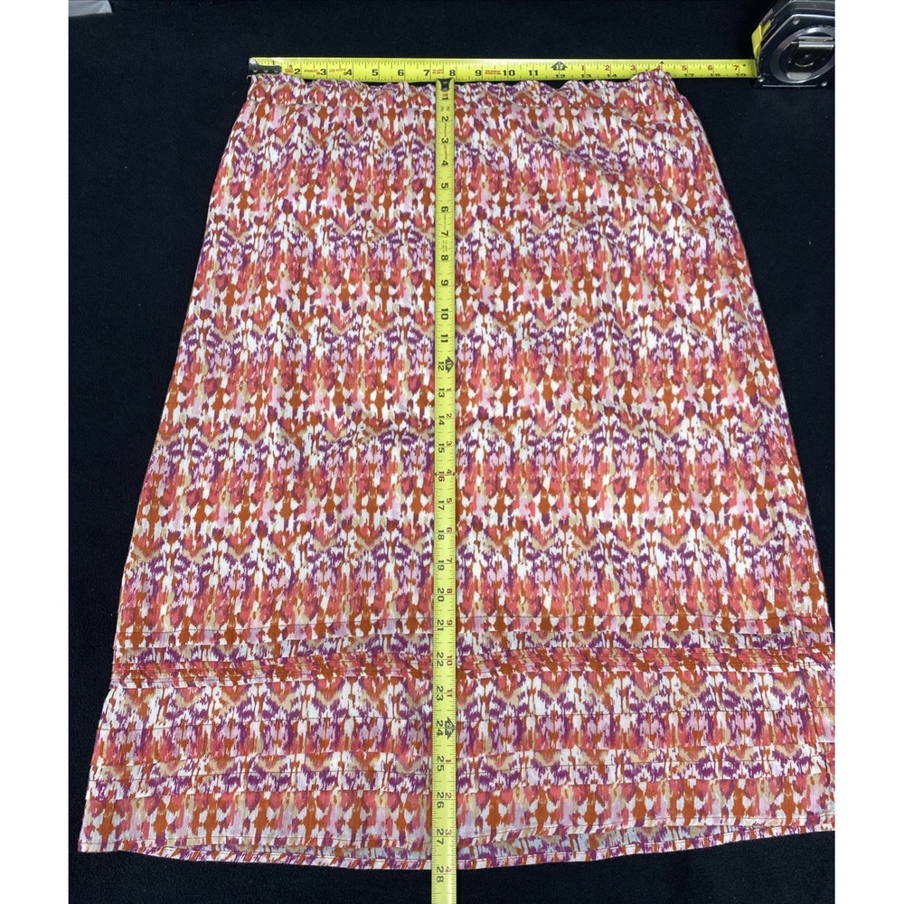 Eddie Bauer Skirt Womens Small Pink Orange Tie Dye AOP Midi Elastic Waist Lined - Picture 8 of 10